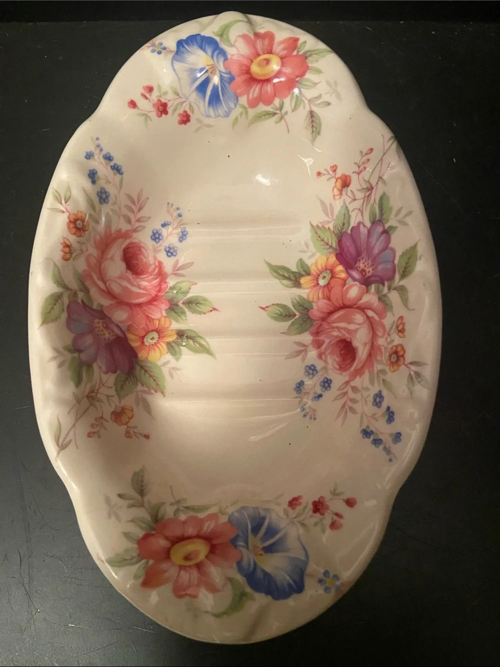 Kernewek Cornwall England Floral Ceramic Soap Dish